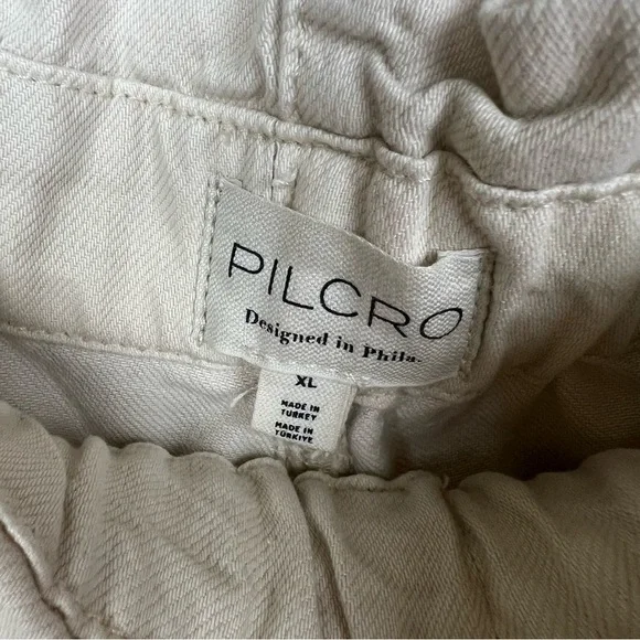 Anthropologie Pilcro High-Rise Cropped Wide Leg Paperbag Jeans Cream XL - Picture 8 of 11